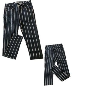 Skinny black and white stripped jeans!